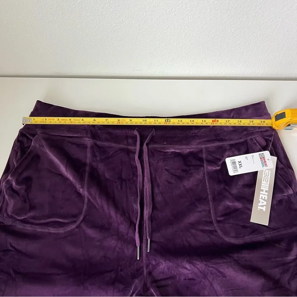 NWT 32 Degrees Heat Velour Joggers Women XXL Purple Lounge Pants Soft‎ Cozy